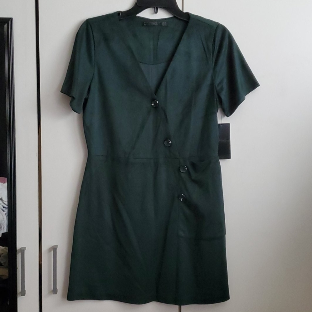 Zara mini crossover suede like dress - sz M
